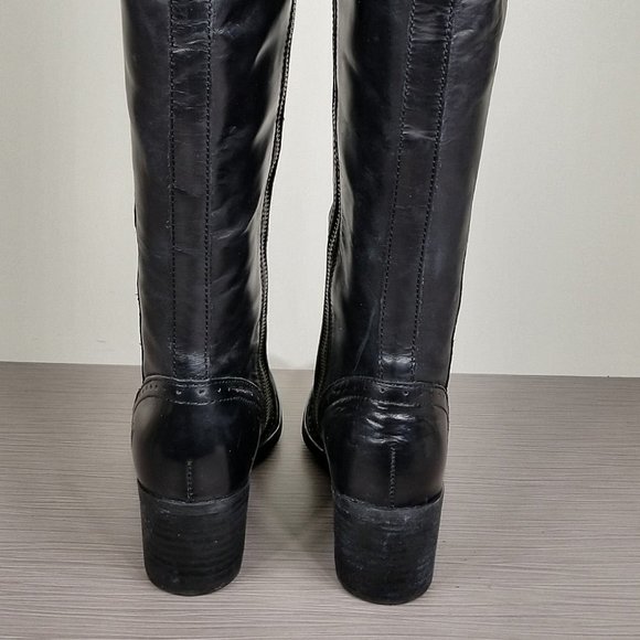 Born Poly Riding Boot, Black Leather Brogue Detailed, Womens Size 6.5 - Picture 11 of 15